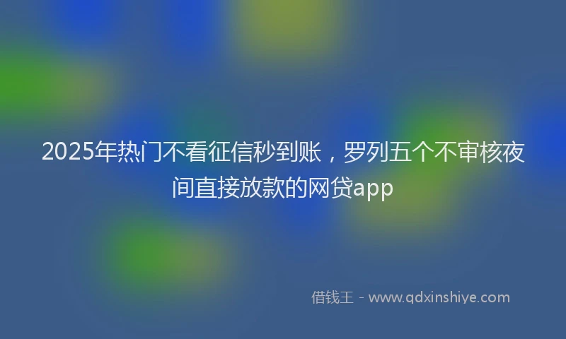 2025年热门不看征信秒到账，罗列五个不审核夜间直接放款的网贷app