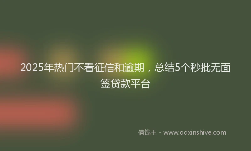 2025年热门不看征信和逾期，总结5个秒批无面签贷款平台