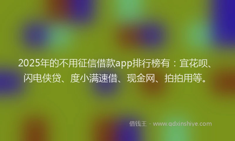 2025年的不用征信借款app排行榜有：宜花呗、闪电侠贷、度小满速借、现金网、拍拍用等。