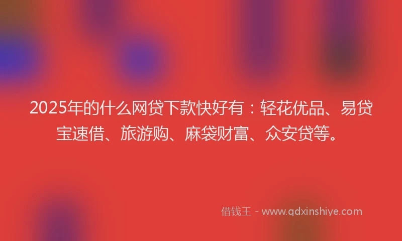 2025年的什么网贷下款快好有：轻花优品、易贷宝速借、旅游购、麻袋财富、众安贷等。