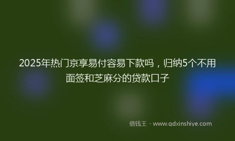 2025年热门京享易付容易下款吗，归纳5个不用面签和芝麻分的贷款口子