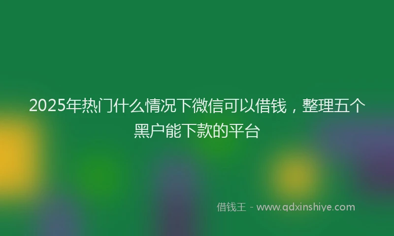 2025年热门什么情况下微信可以借钱，整理五个黑户能下款的平台