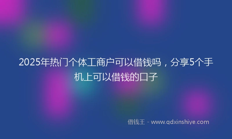 2025年热门个体工商户可以借钱吗，分享5个手机上可以借钱的口子