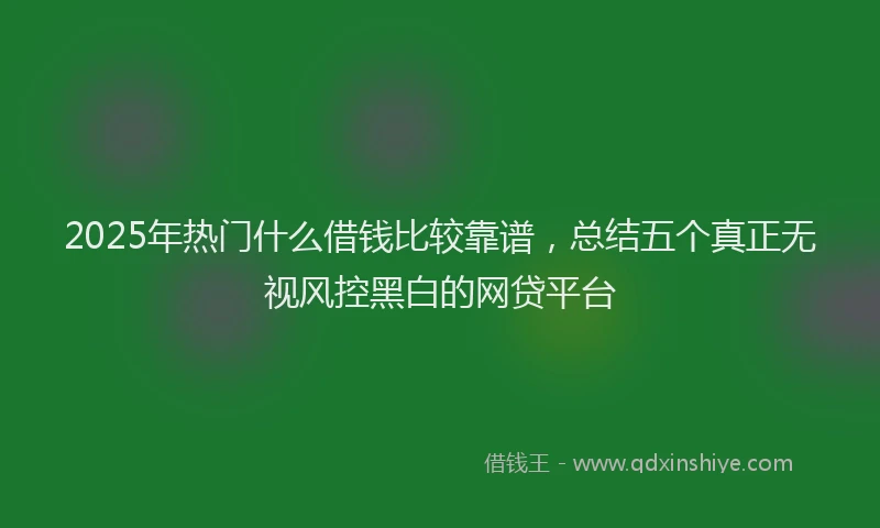 2025年热门什么借钱比较靠谱，总结五个真正无视风控黑白的网贷平台