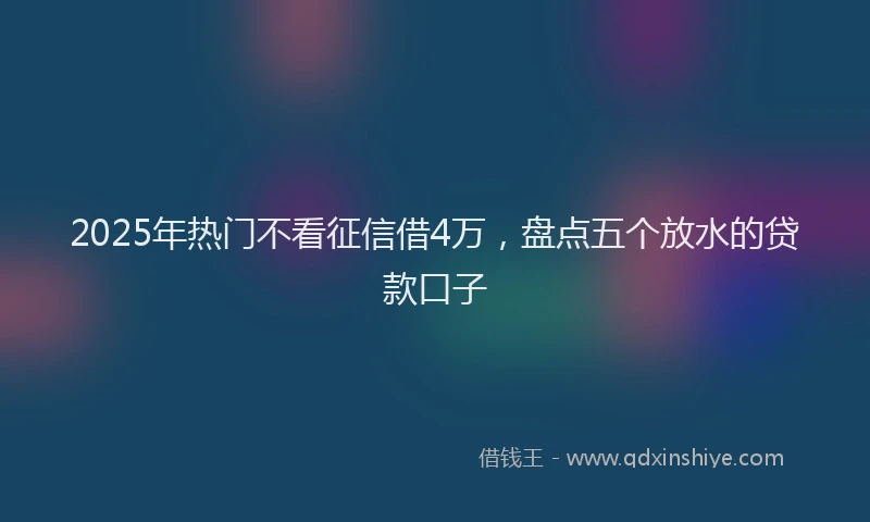 2025年热门不看征信借4万，盘点五个放水的贷款口子