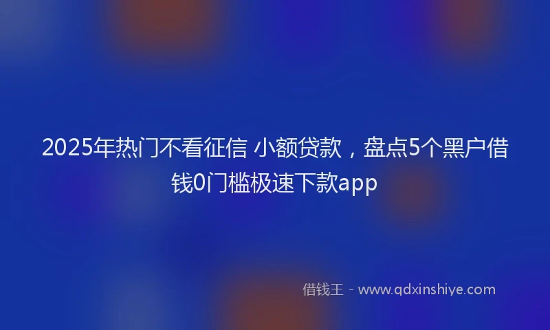 2025年热门不看征信 小额贷款，盘点5个黑户借钱0门槛极速下款app