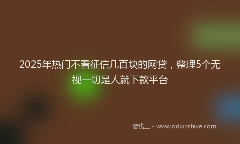 2025年热门不看征信几百块的网贷，整理5个无视一切是人就下款平台