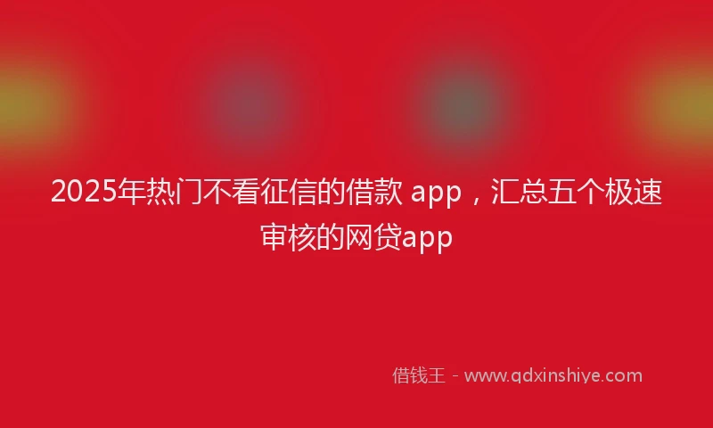 2025年热门不看征信的借款 app，汇总五个极速审核的网贷app