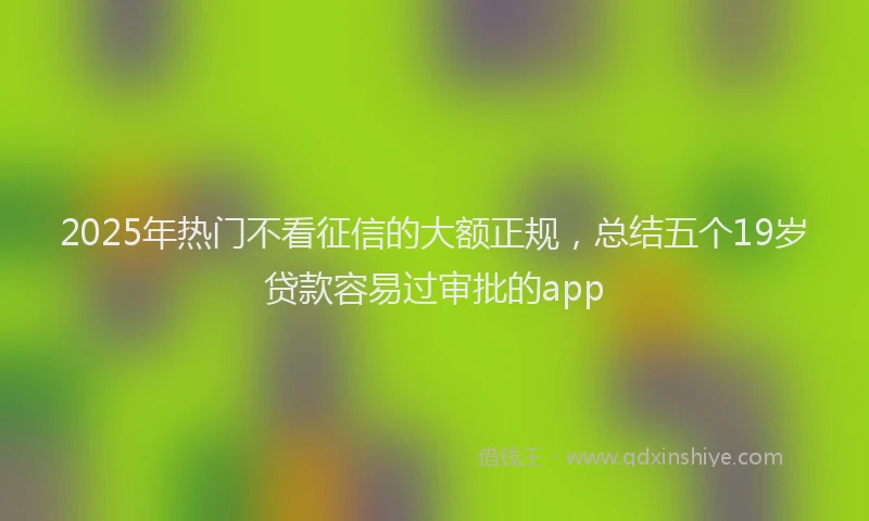 2025年热门不看征信的大额正规，总结五个19岁贷款容易过审批的app