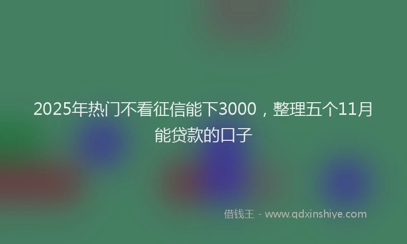 2025年热门不看征信能下3000，整理五个11月能贷款的口子