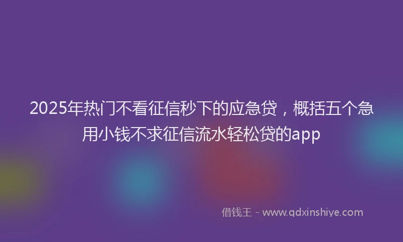2025年热门不看征信秒下的应急贷，概括五个急用小钱不求征信流水轻松贷的app
