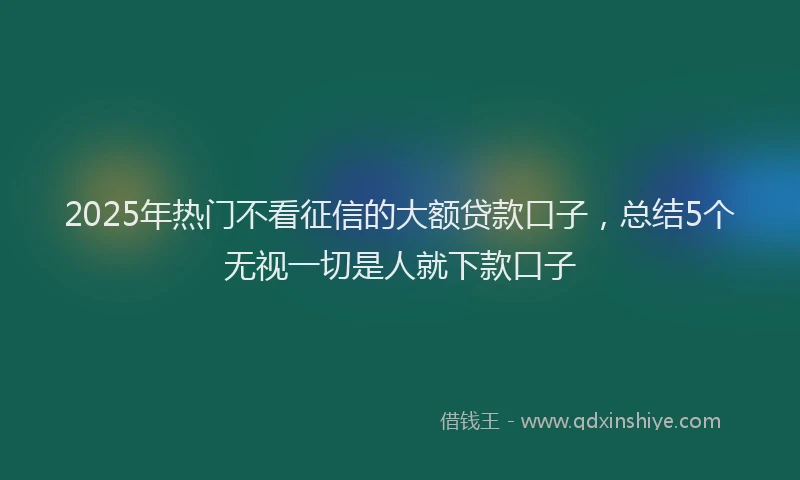2025年热门不看征信的大额贷款口子，总结5个无视一切是人就下款口子