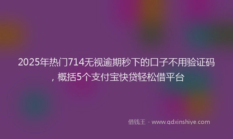 2025年热门714无视逾期秒下的口子不用验证码，概括5个支付宝快贷轻松借平台