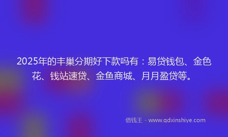 2025年的丰巢分期好下款吗有：易贷钱包、金色花、钱站速贷、金鱼商城、月月盈贷等。