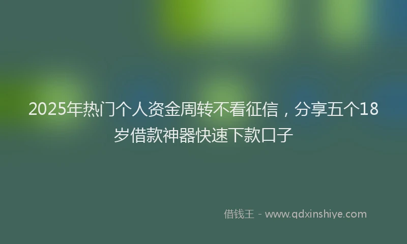 2025年热门个人资金周转不看征信，分享五个18岁借款神器快速下款口子