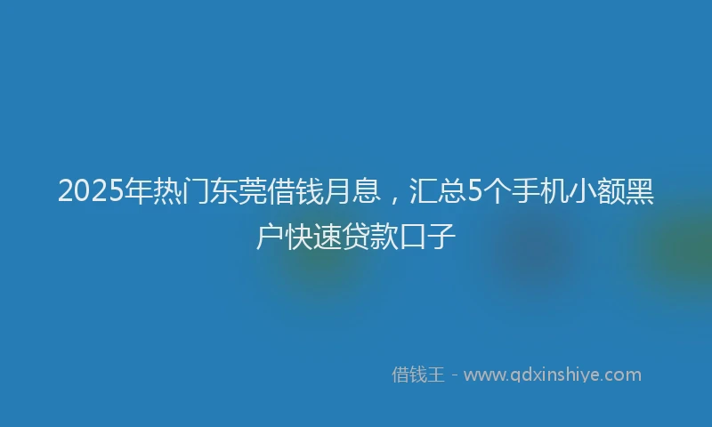 2025年热门东莞借钱月息，汇总5个手机小额黑户快速贷款口子