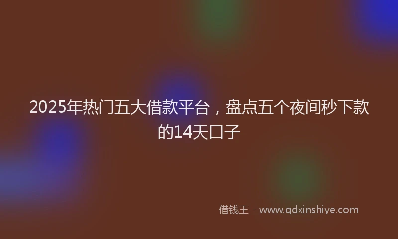 2025年热门五大借款平台，盘点五个夜间秒下款的14天口子