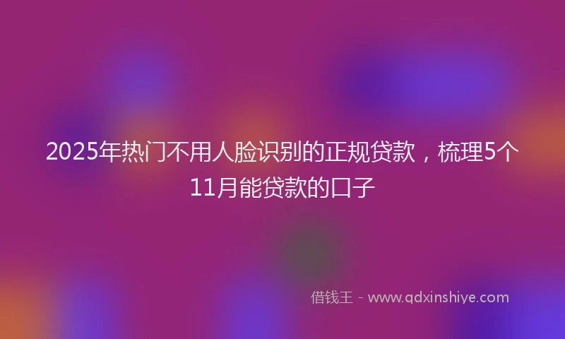 2025年热门不用人脸识别的正规贷款，梳理5个11月能贷款的口子
