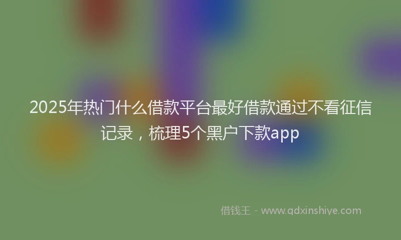 2025年热门什么借款平台最好借款通过不看征信记录，梳理5个黑户下款app