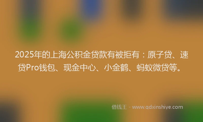 2025年的上海公积金贷款有被拒有：原子贷、速贷Pro钱包、现金中心、小金鹤、蚂蚁微贷等。