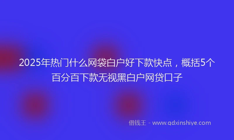 2025年热门什么网袋白户好下款快点，概括5个百分百下款无视黑白户网贷口子