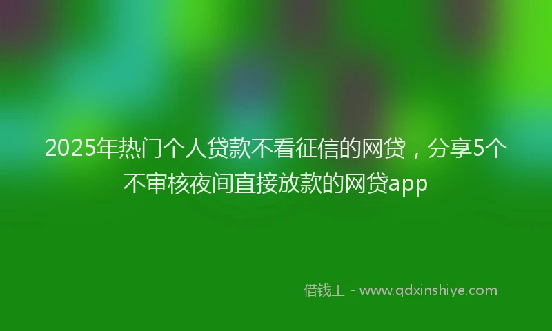 2025年热门个人贷款不看征信的网贷，分享5个不审核夜间直接放款的网贷app