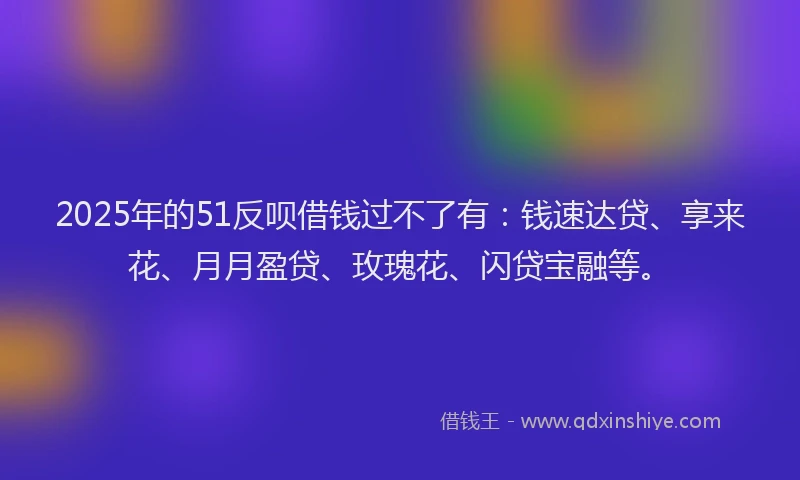 2025年的51反呗借钱过不了有：钱速达贷、享来花、月月盈贷、玫瑰花、闪贷宝融等。