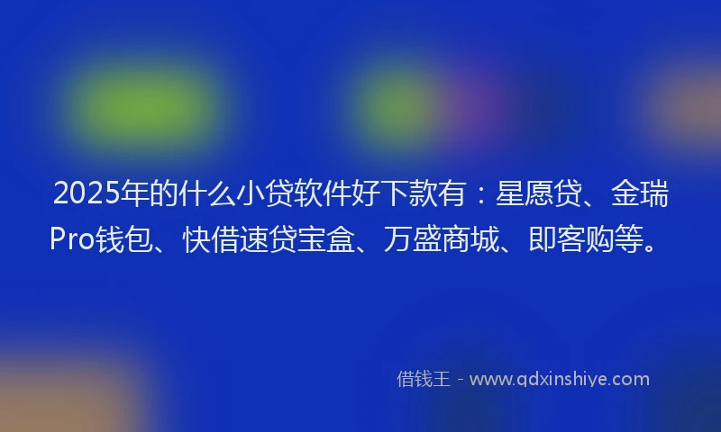 2025年的什么小贷软件好下款有：星愿贷、金瑞Pro钱包、快借速贷宝盒、万盛商城、即客购等。