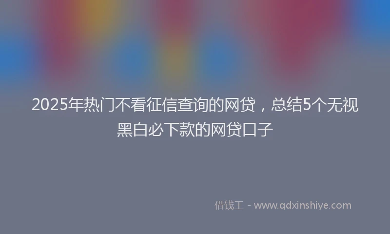2025年热门不看征信查询的网贷，总结5个无视黑白必下款的网贷口子