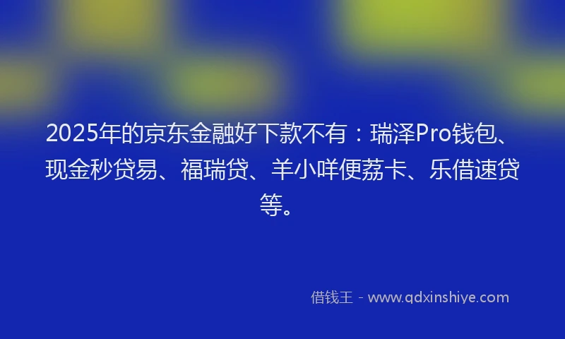 2025年的京东金融好下款不有：瑞泽Pro钱包、现金秒贷易、福瑞贷、羊小咩便荔卡、乐借速贷等。