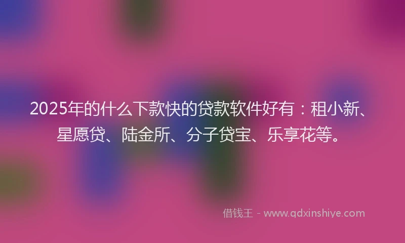 2025年的什么下款快的贷款软件好有：租小新、星愿贷、陆金所、分子贷宝、乐享花等。
