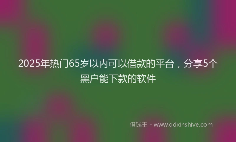 2025年热门65岁以内可以借款的平台，分享5个黑户能下款的软件