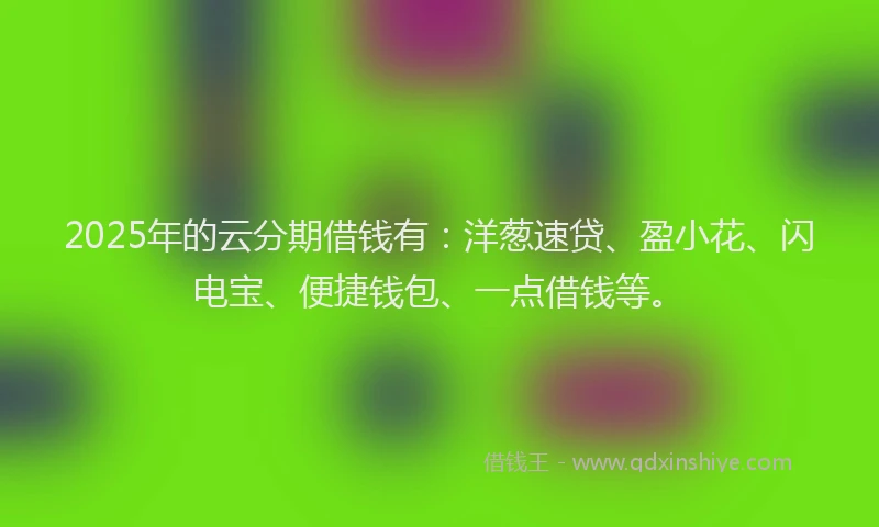 2025年的云分期借钱有：洋葱速贷、盈小花、闪电宝、便捷钱包、一点借钱等。