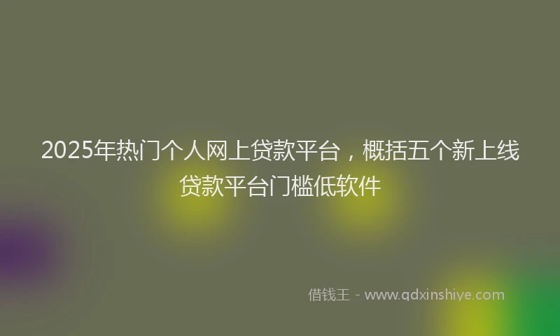 2025年热门个人网上贷款平台，概括五个新上线贷款平台门槛低软件