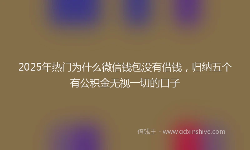 2025年热门为什么微信钱包没有借钱，归纳五个有公积金无视一切的口子