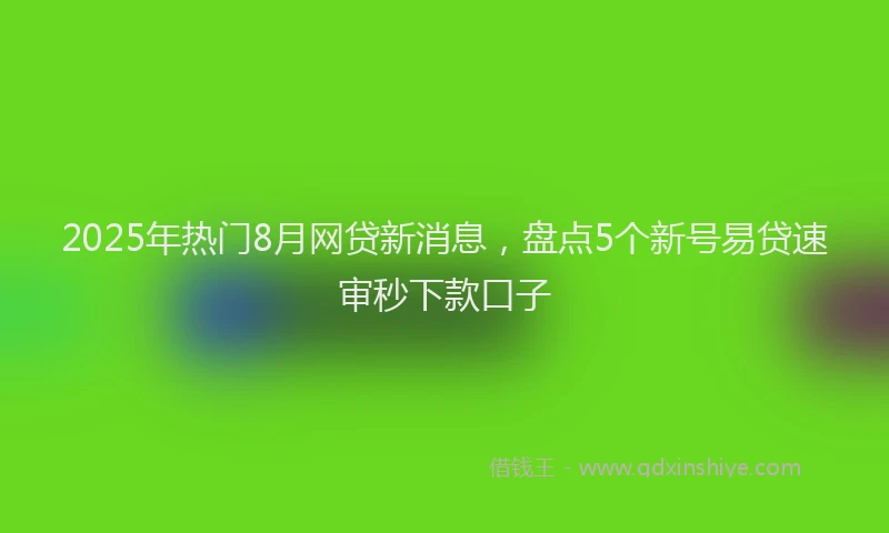 2025年热门8月网贷新消息，盘点5个新号易贷速审秒下款口子