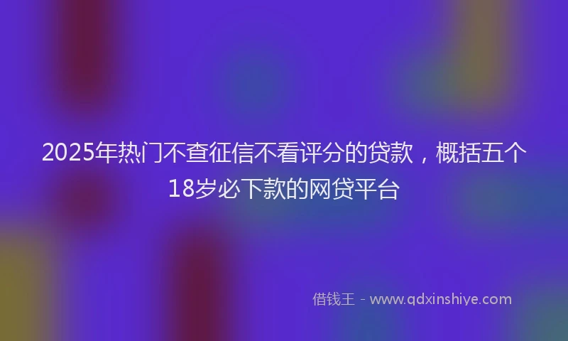 2025年热门不查征信不看评分的贷款，概括五个18岁必下款的网贷平台