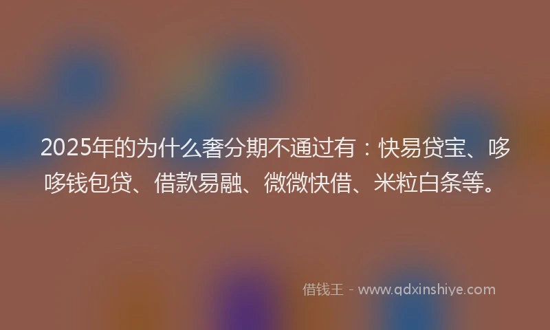 2025年的为什么奢分期不通过有：快易贷宝、哆哆钱包贷、借款易融、微微快借、米粒白条等。
