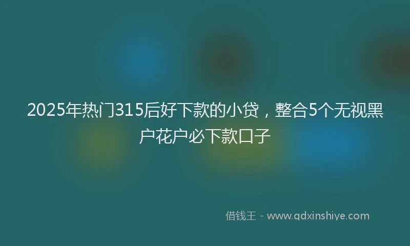 2025年热门315后好下款的小贷，整合5个无视黑户花户必下款口子