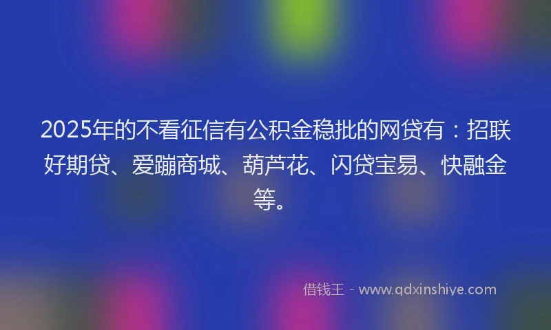 2025年的不看征信有公积金稳批的网贷有：招联好期贷、爱蹦商城、葫芦花、闪贷宝易、快融金等。