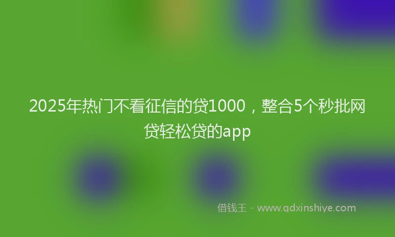 2025年热门不看征信的贷1000，整合5个秒批网贷轻松贷的app