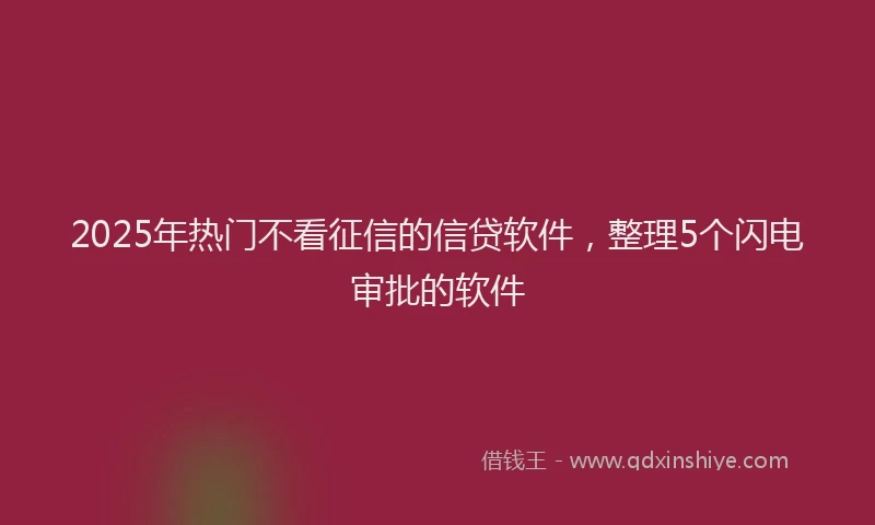 2025年热门不看征信的信贷软件，整理5个闪电审批的软件