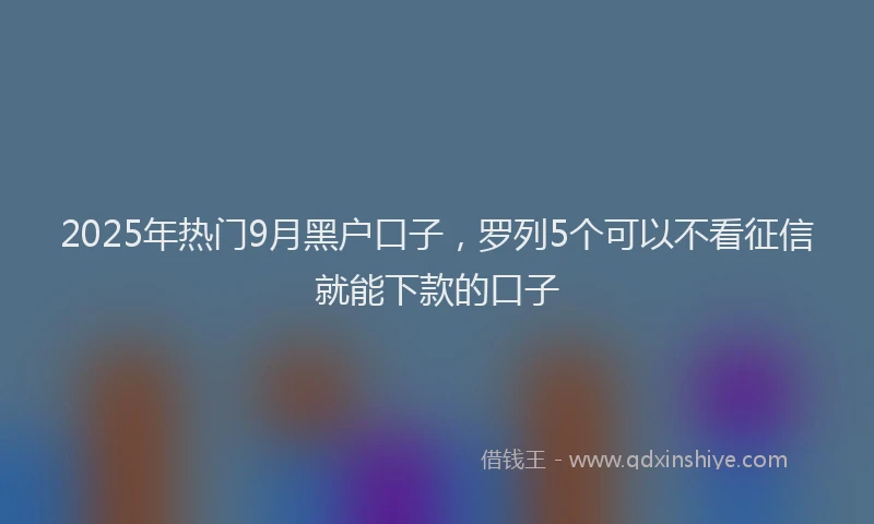2025年热门9月黑户口子，罗列5个可以不看征信就能下款的口子