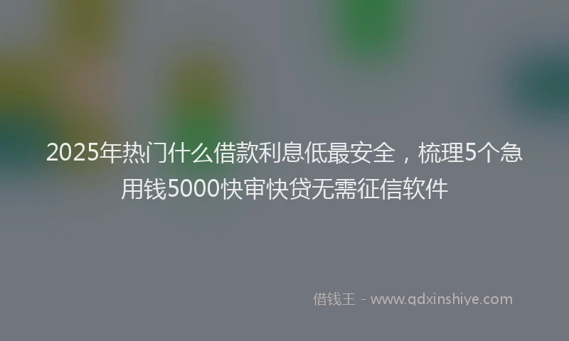 2025年热门什么借款利息低最安全，梳理5个急用钱5000快审快贷无需征信软件