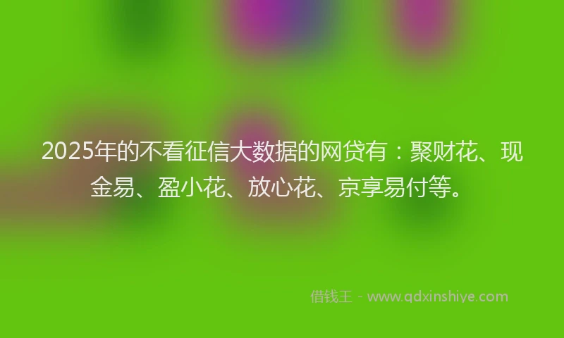 2025年的不看征信大数据的网贷有：聚财花、现金易、盈小花、放心花、京享易付等。
