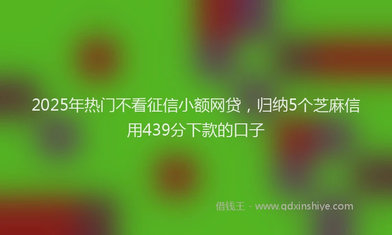 2025年热门不看征信小额网贷，归纳5个芝麻信用439分下款的口子