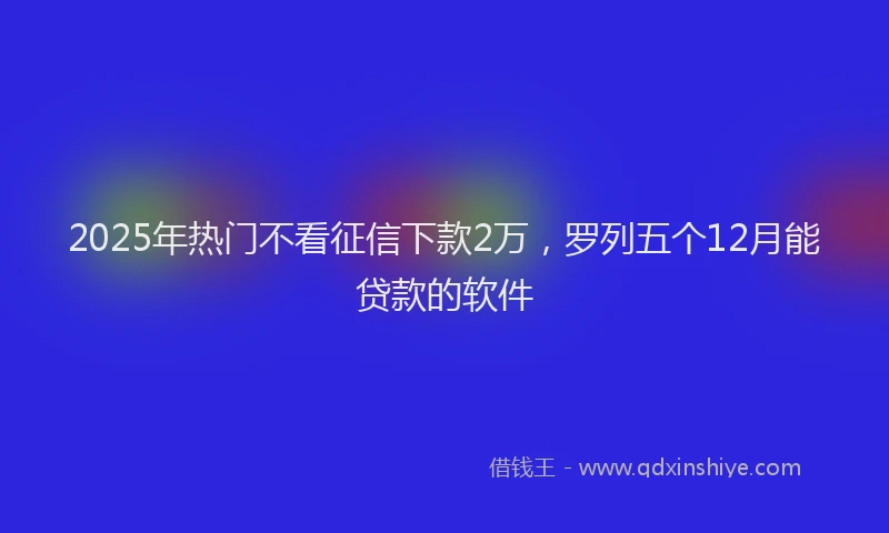 2025年热门不看征信下款2万，罗列五个12月能贷款的软件