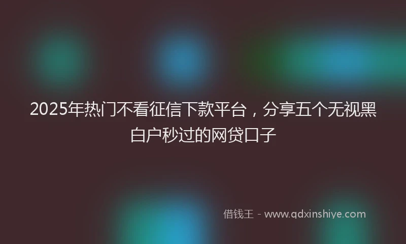 2025年热门不看征信下款平台，分享五个无视黑白户秒过的网贷口子