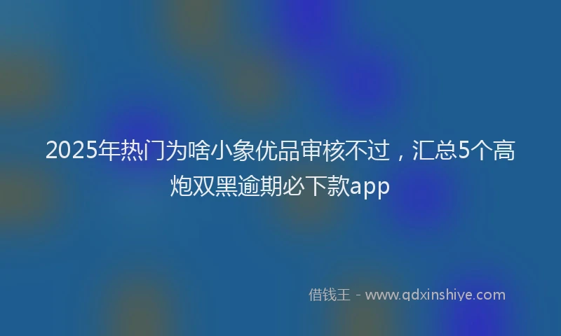 2025年热门为啥小象优品审核不过，汇总5个高炮双黑逾期必下款app