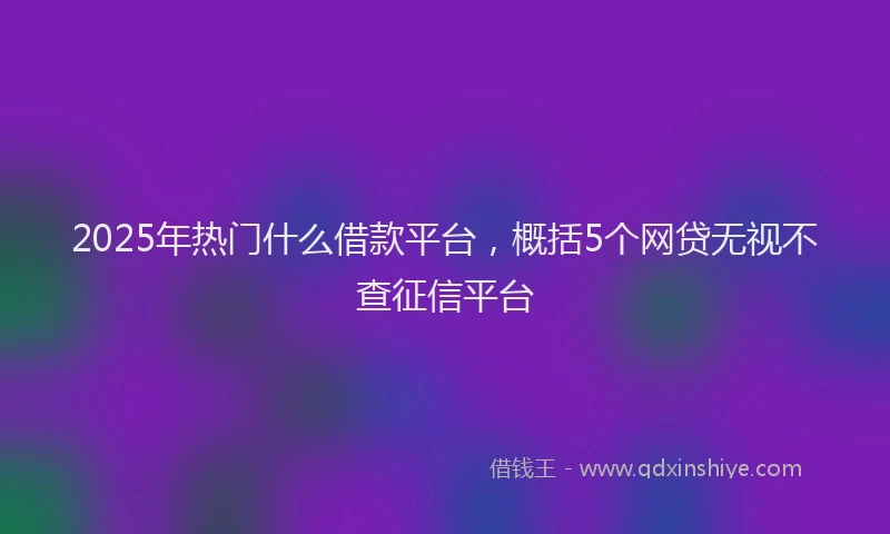 2025年热门什么借款平台，概括5个网贷无视不查征信平台